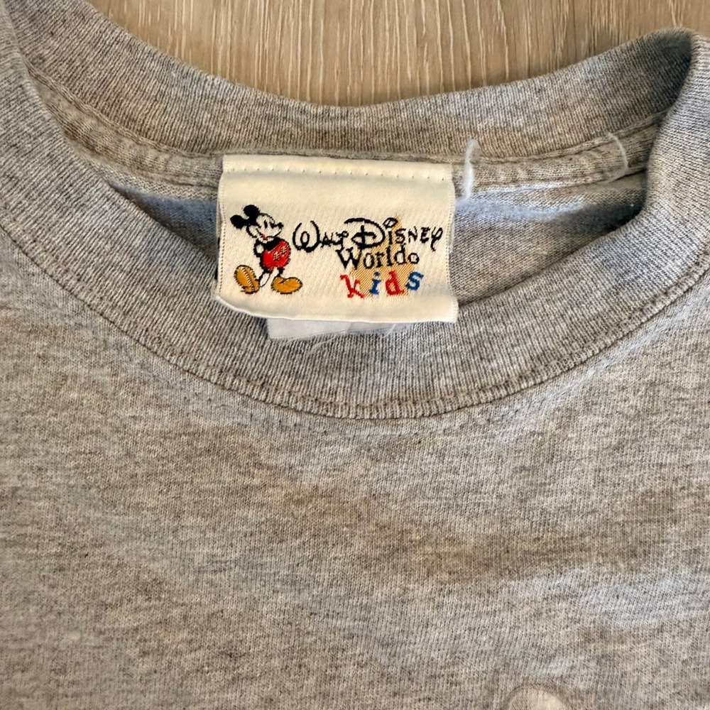 1990s Walt Disney World Kids Mickey Mouse Graphic T-Shirt Gray Short Sleeve Tee - Picture 4 of 4
